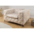 Moderní designové křeslo Limonny s chesterfield prošíváním a sametovým potahem v šampaňské béžové barvě 120 cm