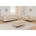 Moderní designové křeslo Limonny s chesterfield prošíváním a sametovým potahem v šampaňské béžové barvě 120 cm