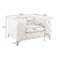 Moderní designové křeslo Limonny s chesterfield prošíváním a sametovým potahem v šampaňské béžové barvě 120 cm