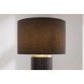 Moderní černá stolní lampa Draconia se zlatými kovovými detaily a keramickou podstavou s pleteným designem 70 cm