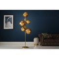 Glamour zlatá stojací lampa Liquido se sedmi skleněnými stínítky ve tvaru kapek na kovové podstavě 170 cm