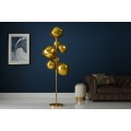 Glamour zlatá stojací lampa Liquido se sedmi skleněnými stínítky ve tvaru kapek na kovové podstavě 170 cm