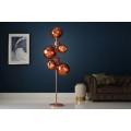 Glamour bronzová stojací lampa Liquido se sedmi skleněnými stínítky ve tvaru kapek a kulatou kovovou podstavou 170 cm