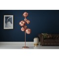 Glamour bronzová stojací lampa Kalan se sedmi skleněnými stínítky ve tvaru kapek a kulatou kovovou podstavou 170 cm