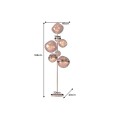 Glamour bronzová stojací lampa Liquido se sedmi skleněnými stínítky ve tvaru kapek a kulatou kovovou podstavou 170 cm