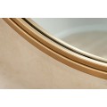 Art deco kulaté zrcadlo Auri se zlatým tenkým kovovým rámem a zadní výztuží z dýhovaného dřeva na zeď 80 cm