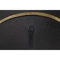 Art deco zrcadlo Auri s plastickým asymetrickým zlatým rámem a kulatým tvarem s dýhovanou výztuží na zavěšení 52 cm