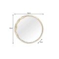 Art deco zrcadlo Auri s plastickým asymetrickým zlatým rámem a kulatým tvarem s dýhovanou výztuží na zavěšení 52 cm