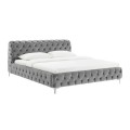 Moderní chesterfield manželská postel Modern Barock s šedým sametovým potahem a diamantovým prošíváním 190 cm