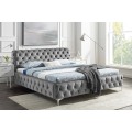 Moderní chesterfield manželská postel Modern Barock s šedým sametovým potahem a diamantovým prošíváním 235 cm
