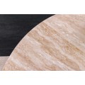 Art deco otočný kulatý konferenční stolek Delin se dvěma deskami z béžového travertinu a kovu s černou otočnou podstavou 135 cm