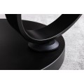 Art deco otočný kulatý konferenční stolek Delin se dvěma deskami z béžového travertinu a kovu s černou otočnou podstavou 135 cm