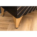 Designový art deco čtyřdveřový černý příborník Guzman s ozdobným reliéfem slunečních paprsků a zlatými detaily 177 cm