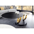 Art deco kulatý otočný konferenční stolek Delin s kulatými deskami a kulatými zlatými otočnými nožičkami 80-134 cm