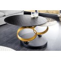 Art deco kulatý otočný konferenční stolek Delin s kulatými deskami a kulatými zlatými otočnými nožičkami 80-134 cm