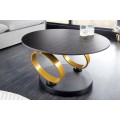 Art deco kulatý otočný konferenční stolek Delin s kulatými deskami a kulatými zlatými otočnými nožičkami 80-134 cm