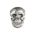 Glamour art deco nástěnná dekorace Skull velká kovová lebka v lesklé stříbrné barvě se zadním úchytem na zavěšení