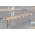 Industriální obdélníková lavice Mammut z lakovaného akáciového dřeva s černými kovovými nožičkami ve tvaru X 160 cm