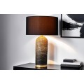 Art deco stolní lampa Draconia s válcovou nohou z mořské trávy a hnědým lněným stínítkem 60 cm