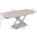 Moderní oválný rozkládací stůl Lutz s keramickou deskou v rezavé hnědé barvě a kovovou zkříženou podstavou 190 cm