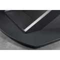 Designový šedý rozkládací jídelní stůl Lutz s oválnou mramorovou deskou s bílými žilkami a černou kovovou podstavou 190 cm