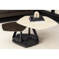 Moderní otočný konferenční stolek Delin s keramickou deskou v designu travertinu a kovovou podstavou 44 cm