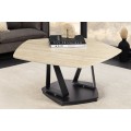 Moderní otočný konferenční stolek Delin s keramickou deskou v designu travertinu a kovovou podstavou 44 cm
