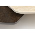 Moderní otočný konferenční stolek Delin s keramickou deskou v designu travertinu a kovovou podstavou 44 cm