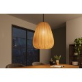 Moderní designová závěsná lampa Mistia s textilním stínítkem s designem lampionu v béžové faře se zlatým akcentem 39 cm