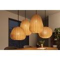 Moderní designová závěsná lampa Mistia s textilním stínítkem s designem lampionu v béžové faře se zlatým akcentem 39 cm