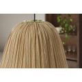 Moderní designová závěsná lampa Mistia s textilním stínítkem s designem lampionu v béžové faře se zlatým akcentem 39 cm
