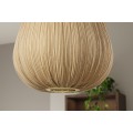 Moderní designová závěsná lampa Mistia s textilním stínítkem s designem lampionu v béžové faře se zlatým akcentem 39 cm