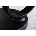 Designový kulatý dvouúrovňový otočný konferenční stolek Delin s bílým mramorovým vzorem s černými nožičkami 80-133 cm
