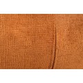 Moderní otočné zaoblené jídelní křeslo Chenill s oranžovým potahem s černými kovovými nožičkami 84 cm