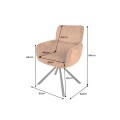 Moderní otočné zaoblené jídelní křeslo Chenill s oranžovým potahem s černými kovovými nožičkami 84 cm