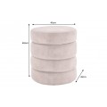 Kulatá moderní taburetka Eliana s vrstveným designem a úložným prostorem v šampaňské sametové látce 49 cm