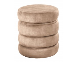 Kulatá moderní taburetka Eliana s vrstveným designem a úložným prostorem v šampaňské sametové látce 49 cm