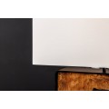 Koloniální čtvercová stolní lampa Arbaro z hnědého suarového dřeva s organickým výřezem s bílým stínítkem 58 cm