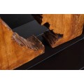 Koloniální čtvercová stolní lampa Arbaro z hnědého suarového dřeva s organickým výřezem s bílým stínítkem 58 cm
