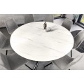 Designový kulatý jídelní stůl Siam s bílou mramorovou vrchní deskou s otočným talířem ve středu 150 cm