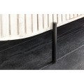 Art deco oválný dvoudveřový příborník Marmolla Gris s drážkovaným reliéfem a mramorovou vrchní deskou v šedé barvě 170 cm