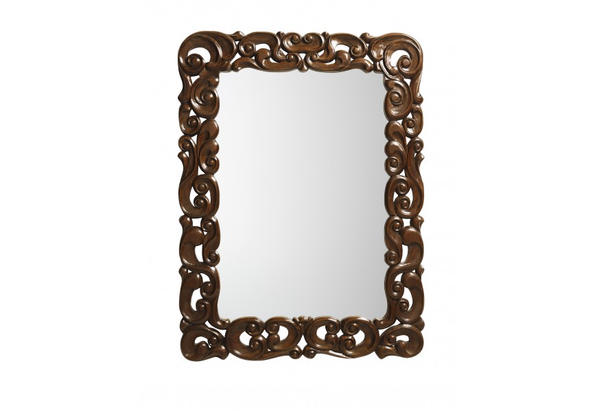 Rustikální luxusní nástěnné zrcadlo M-VINTAGE s rámem z masivního dřeva tmavohnědé barvy 120cm