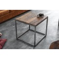 Designový industriální příruční stolek Cobra z masivního teakového dřeva as kovovou konstrukcí