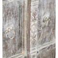 Luxusní vintage dvoudveřová skříň Murcia ve světlé a tmavě hnědé barvě s efektem vymytého nátěru s florálními motivy 183 cm