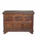 Vintage koloniální truhla Bizkaia v tmavě hnědé barvě s kazetovým designem a vybíjenými kovovými detaily 89 cm