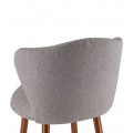 Designová moderní barová židle Nayla s šedým lněným potahem s vybíjeným zdobením a hnědými nožičkami 102 cm
