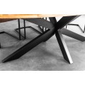 Masivn&iacute; industri&aacute;ln&iacute; ov&aacute;ln&yacute; j&iacute;deln&iacute; stůl Comedor se světlou hnědou mangovou deskou a překř&iacute;žen&yacute;ma čern&yacute;ma nohama 240 cm