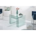 Designový moderní Set 3 skleněných konferenčních stolků Ghost
