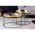 Art-deco set kulatých konferenčních stolků Elements zlatá 57cm