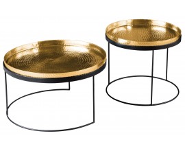 Art-deco set kulatých konferenčních stolků Elements zlatá 57cm